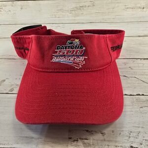 Vintage NASCAR Daytona 500 2003 Red Visor Hat Checkered Flag Sports NWT Racing